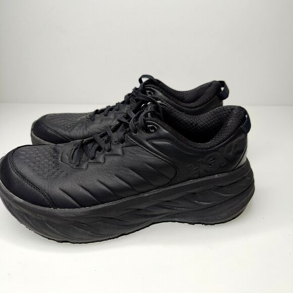 Hoka One One Bondi SR Womens Size 9 Black Water Resistant Leather Shoes - Picture 1 of 12